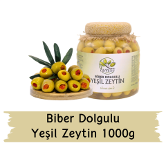Biber Dolgulu Yeşil Zeytin 1 Kg