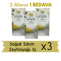 Soğuk Sıkım Erken Hasat Zeytinyağı 5L x3   2 Alana 1 Bedava